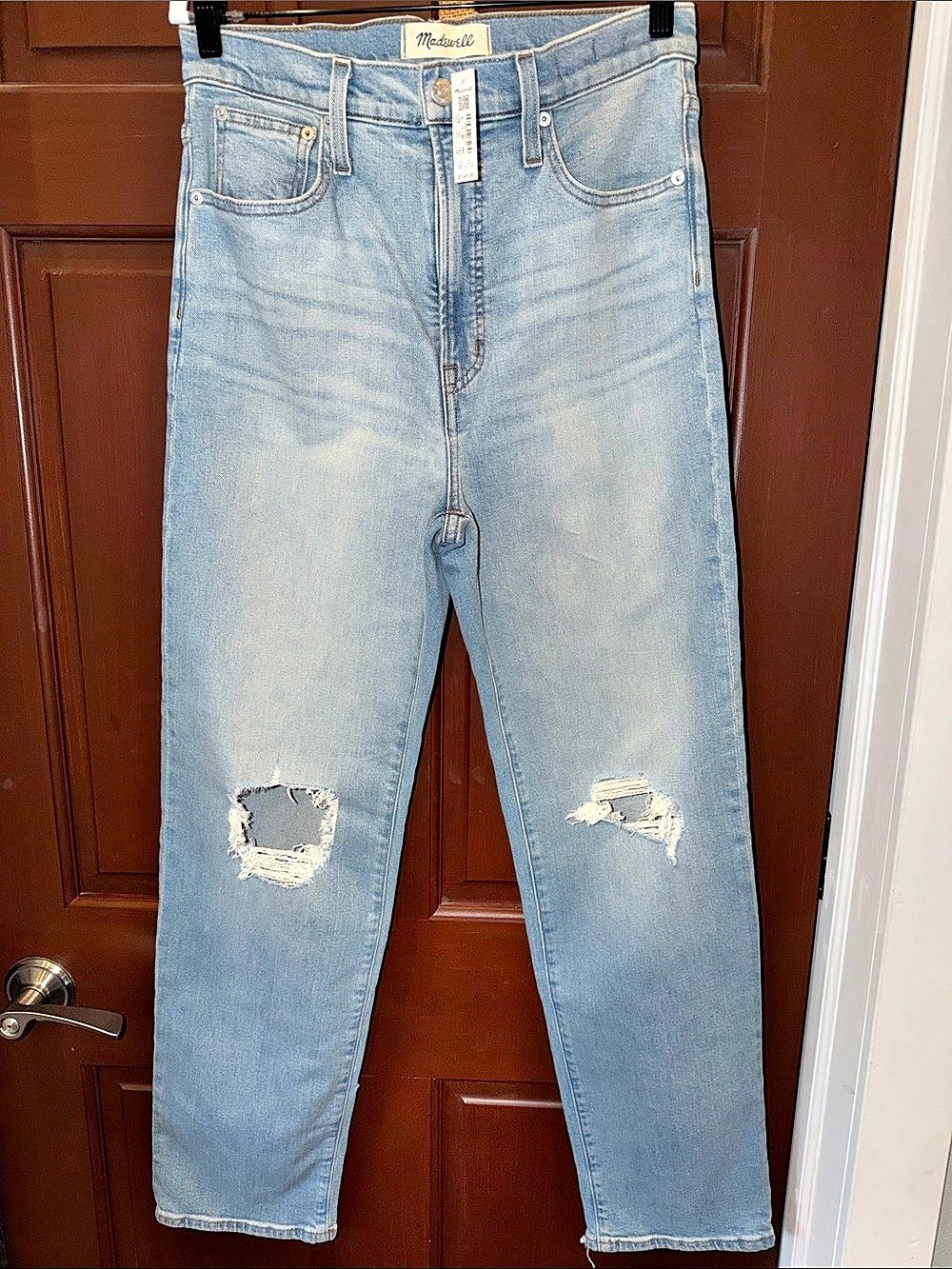 Madewell The Perfect Vintage Straight Jeans Size 28 Light Wash Distressed NWT
